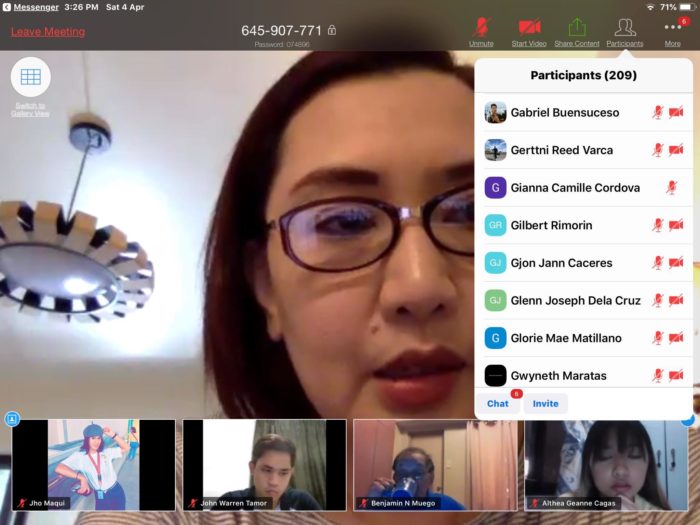 Screenshot of an online Youth Conference